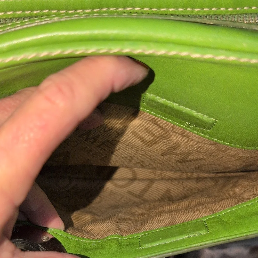 ANTONIO MELANI Green Satchel with Silver Accents